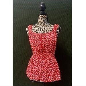 Red & White Floral Tanktop